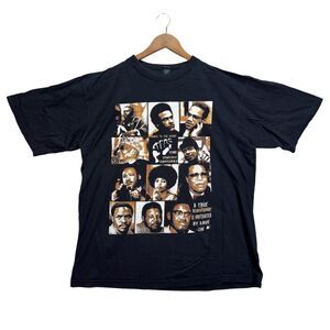 VTG Black Culture History T Shirt MLK Martin Luther King Malcolm X Tee Black 2XL